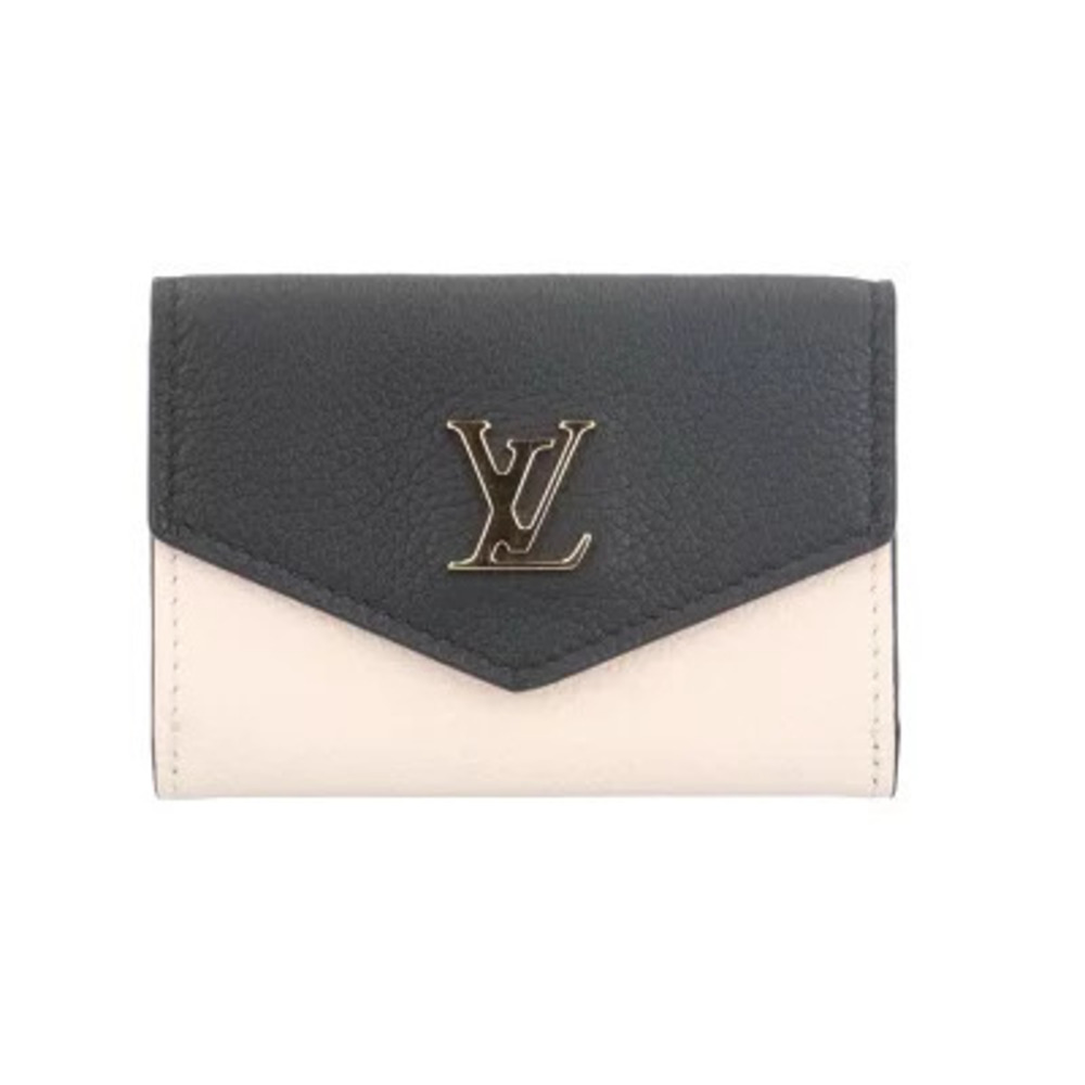 Louis Vuitton Portefeuille Lock Tri fold Wallet Grain Calf Leather